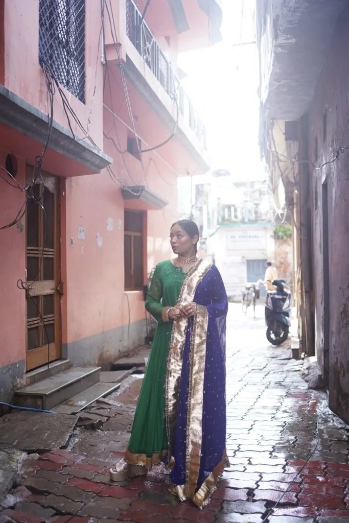 Emerald Green Flared Anarkali Set