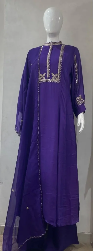 Purple Embroidered Kurta Set